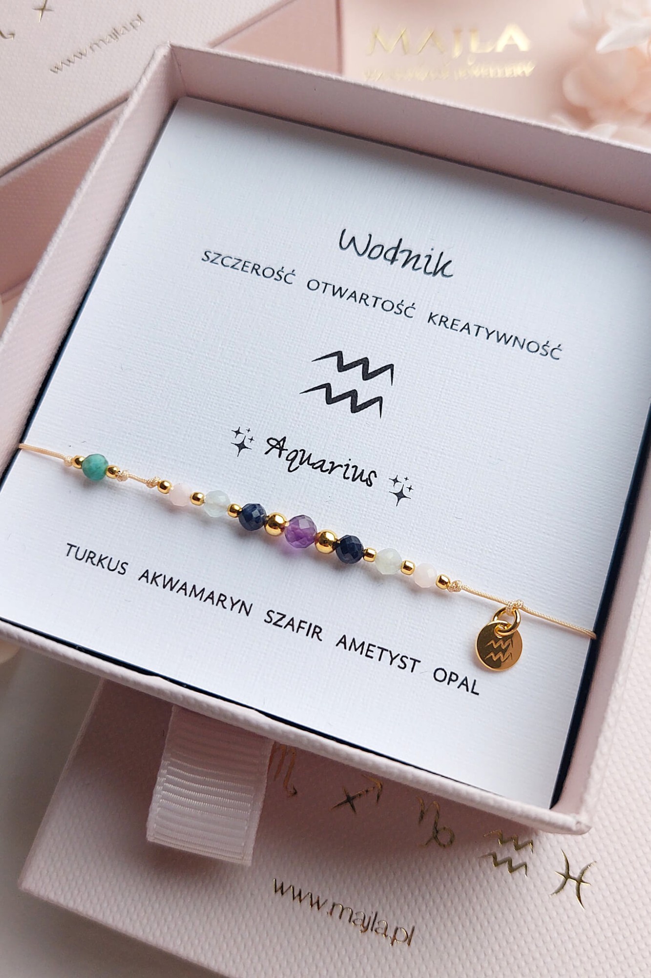 Wodnik – bransoletka zodiakalna z ametystem i turkusem