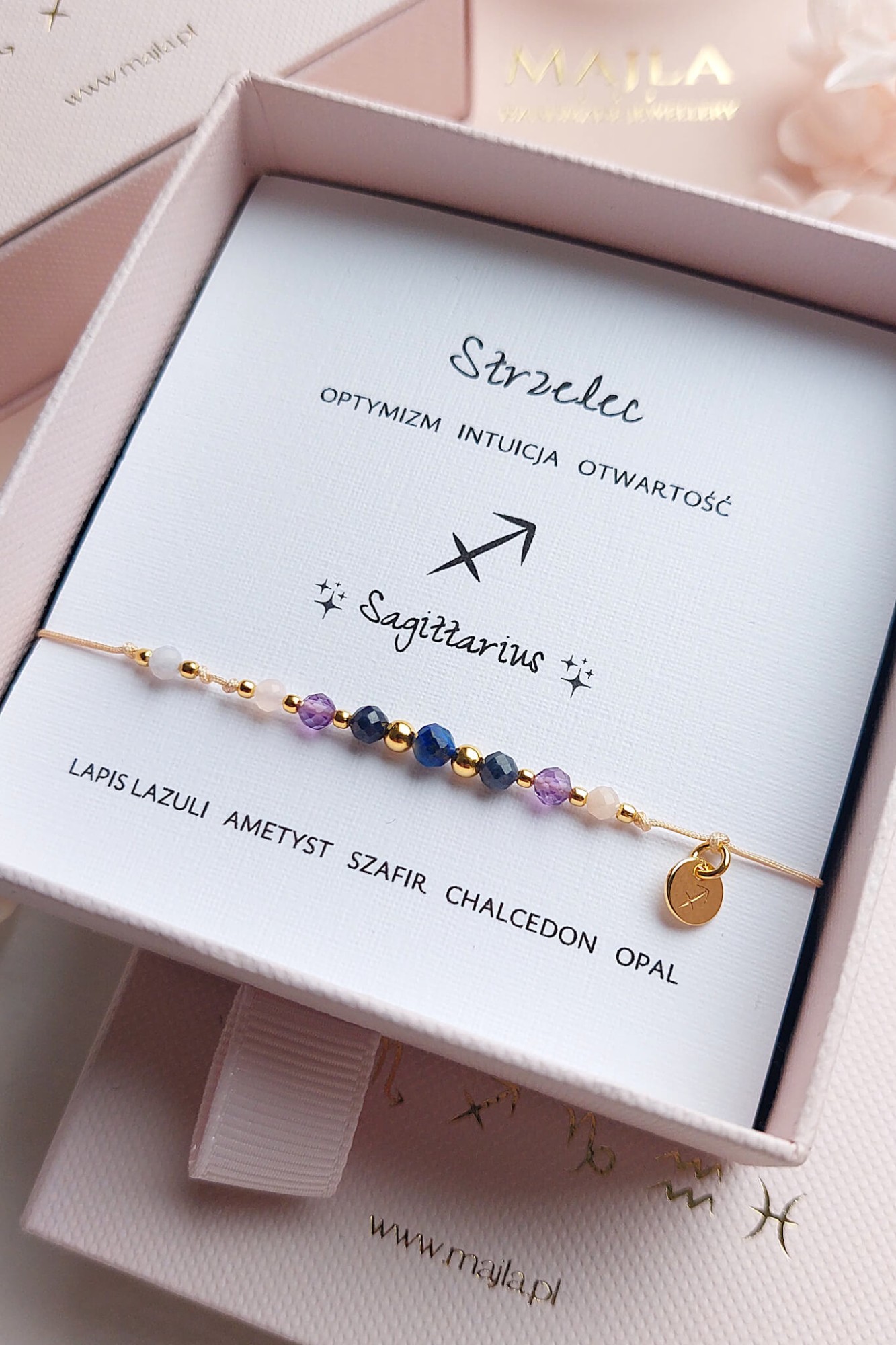 Strzelec – bransoletka zodiakalna z lapis lazuli i opalem