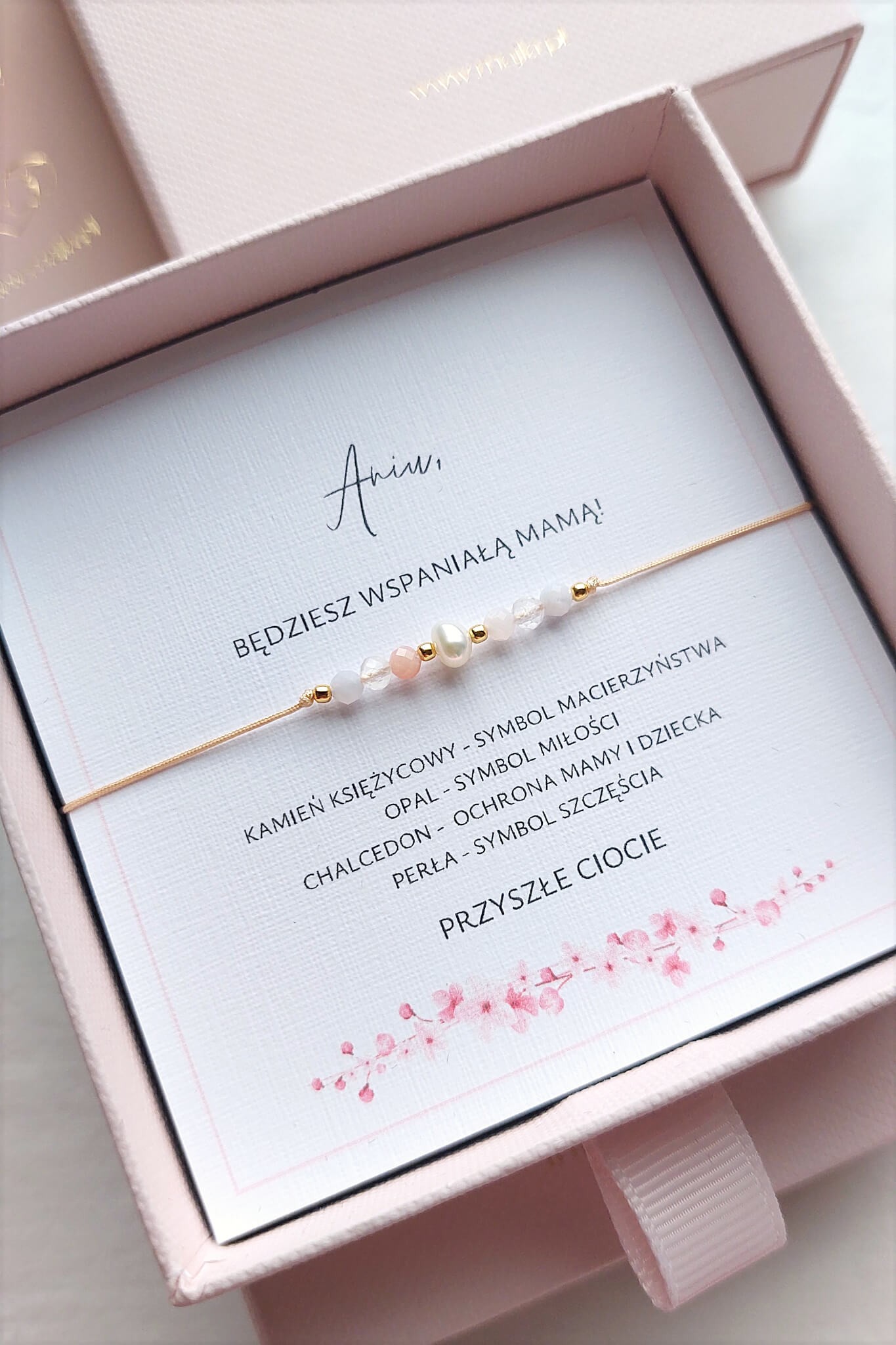 Personalizowana bransoletka z perłą dla przyszłej mamy