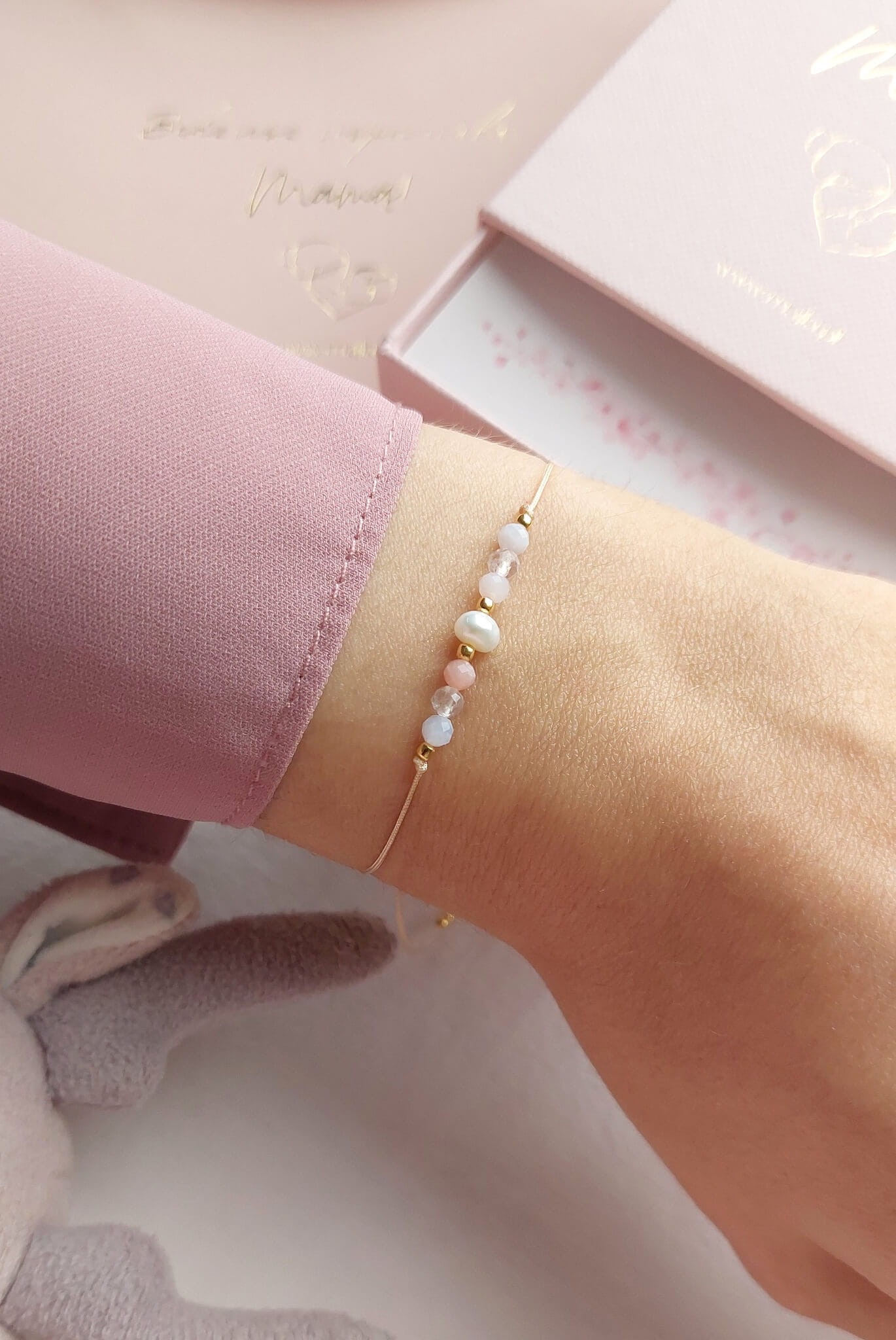 Personalizowana bransoletka z perłą Baby Shower