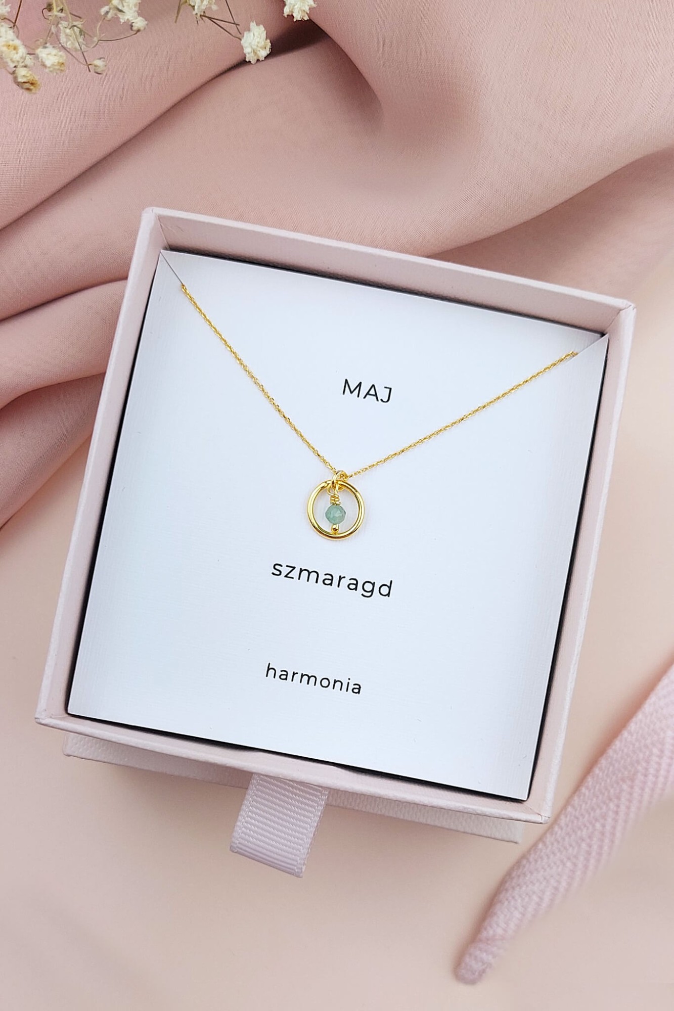 Naszyjnik z kamieniem urodzinowym Maj szmaragd