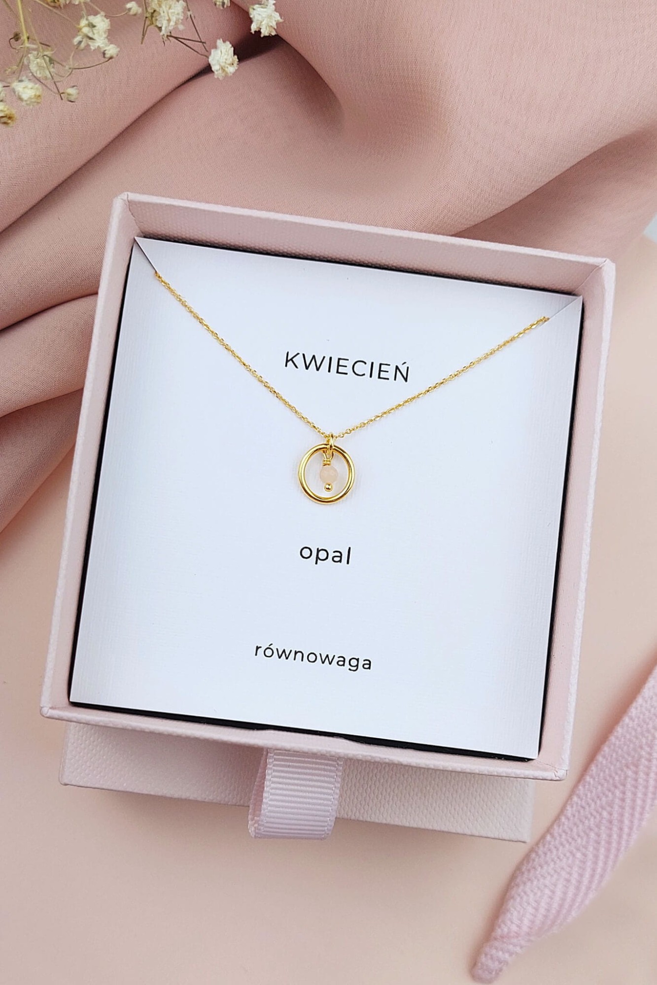 Naszyjnik z kamieniem urodzinowym Kwiecień opal