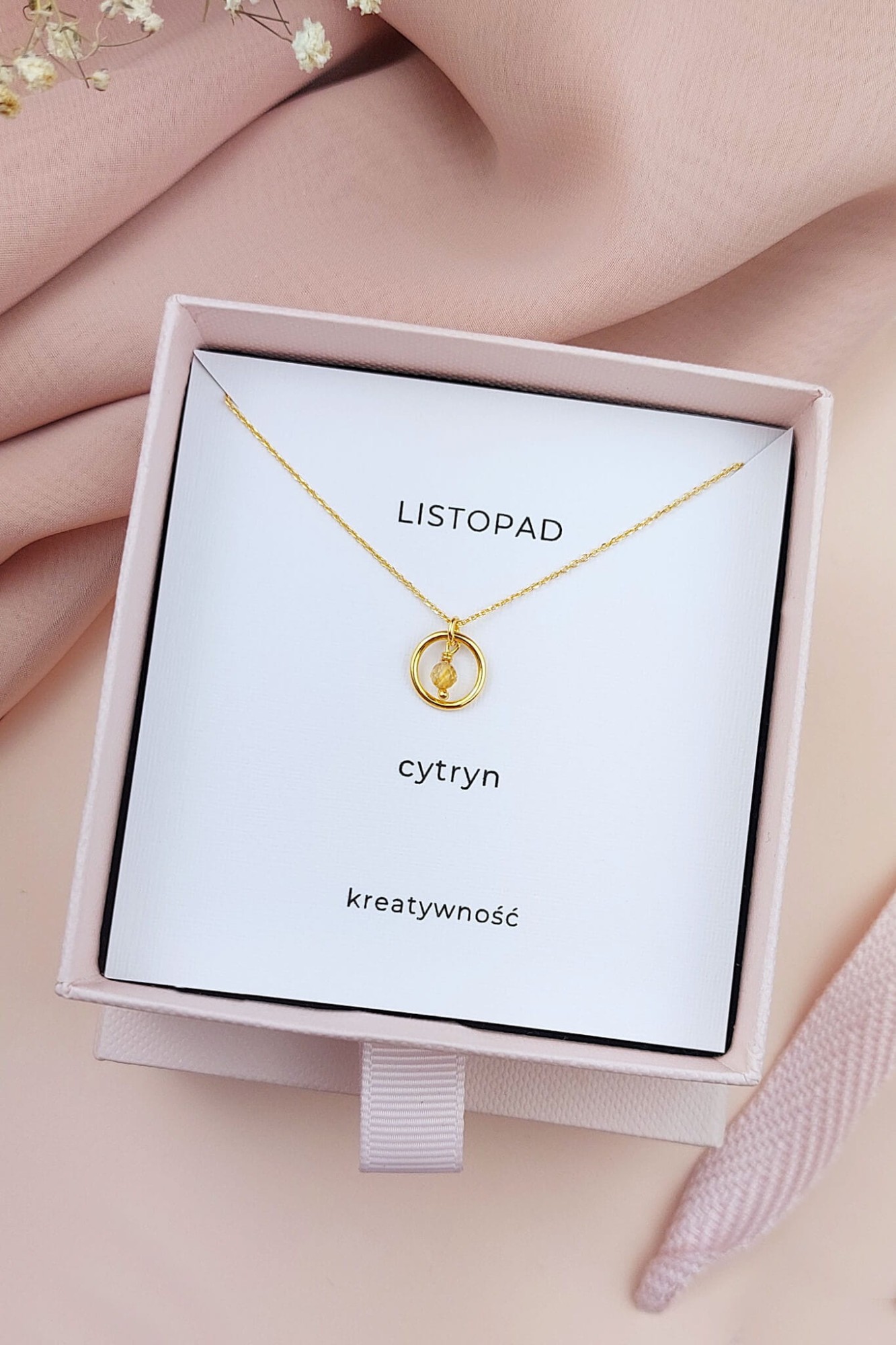 Naszyjnik z kamieniem urodzinowym Listopad cytryn