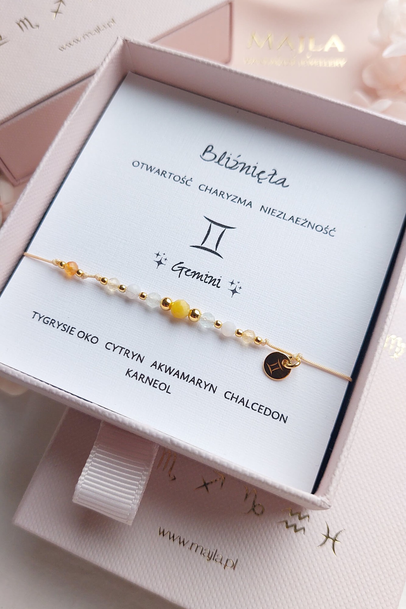 Bliźnięta – bransoletka zodiakalna z tygrysim okiem i cytrynem