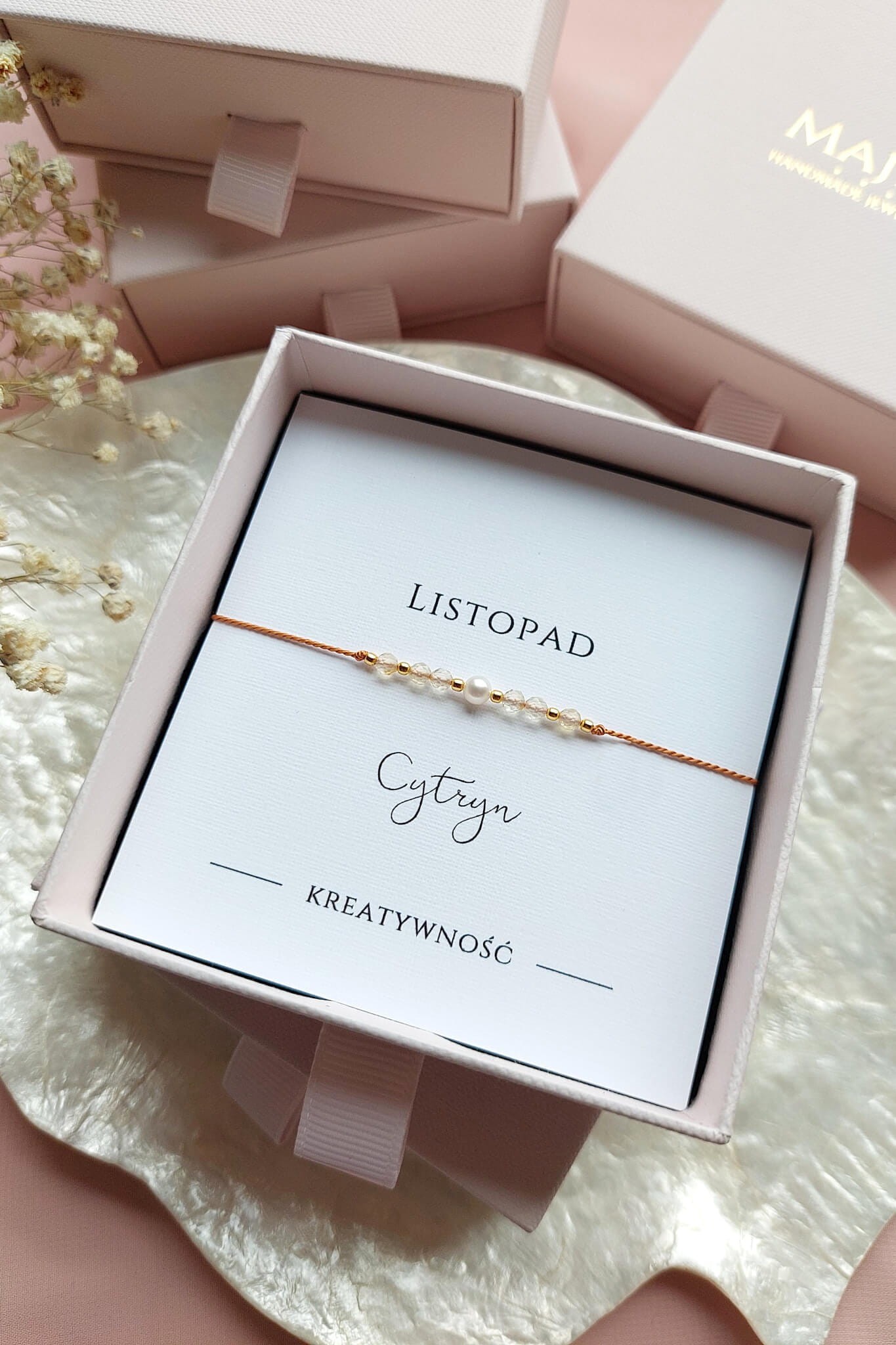 Personalizowana bransoletka z cytrynem – listopad, kamień urodzinowy