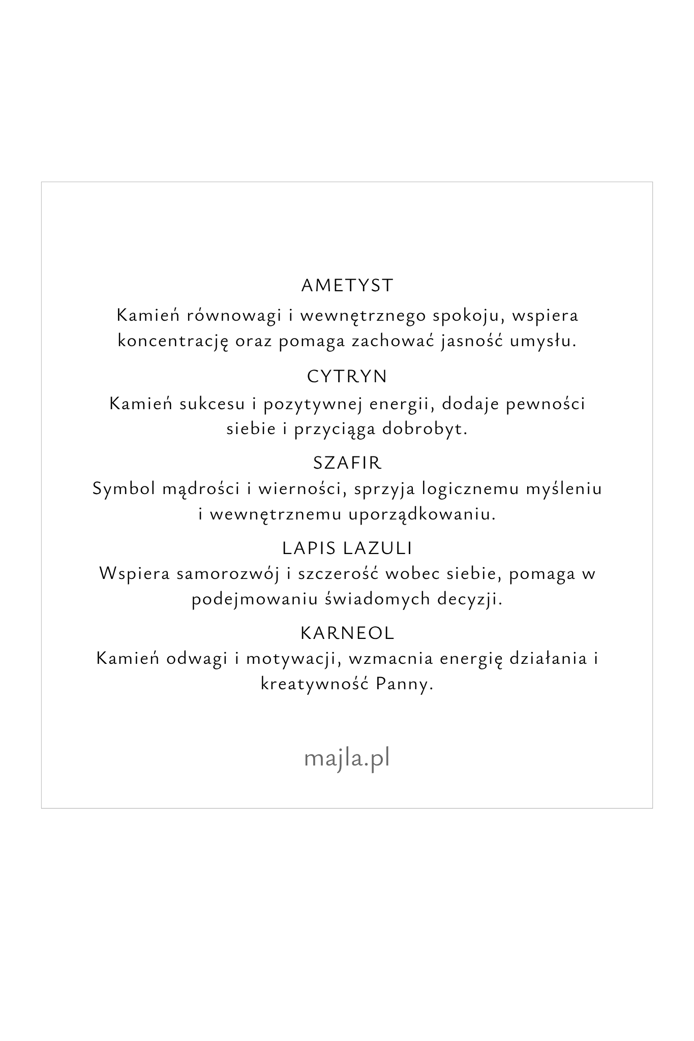 Bransoletka Panna właściwości kamieni