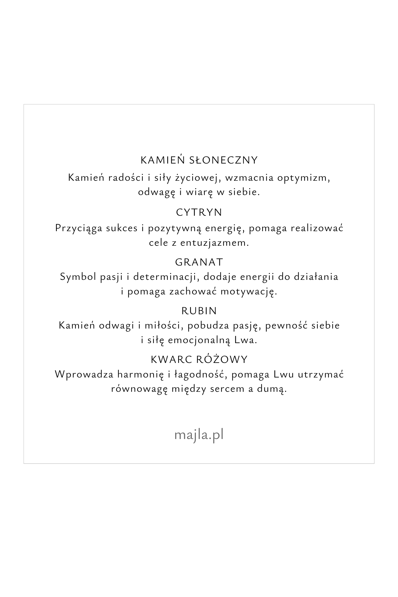 Bransoletka Lew właściwości kamieni