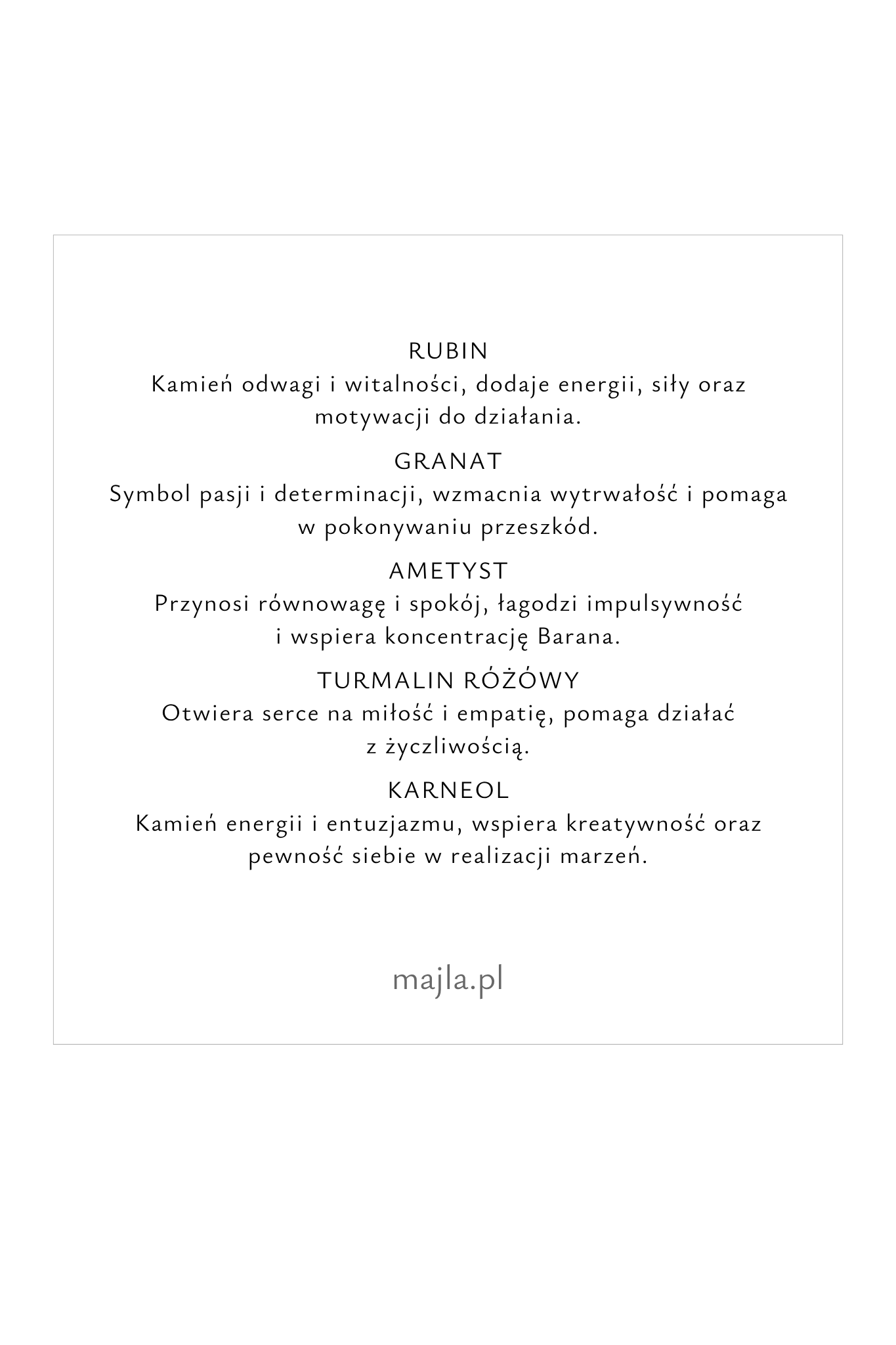 Bransoletka Baran właściwości kamieni