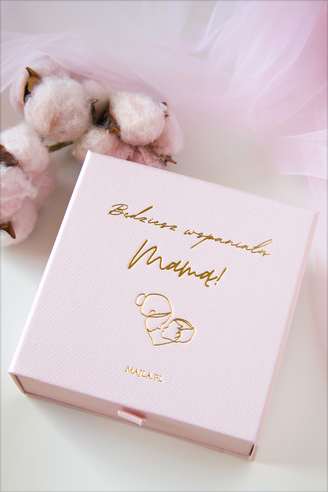 Pudełko personalizowana bransoletka z perłą dla przyszłej mamy Baby shower
