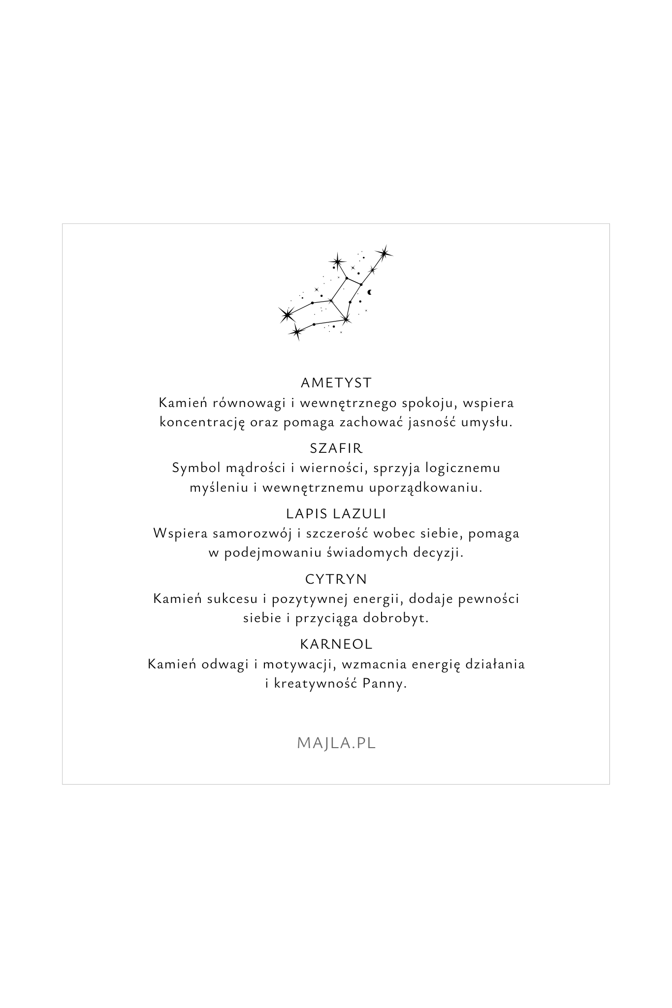 Bransoletka zodiak Panna opis kamieni