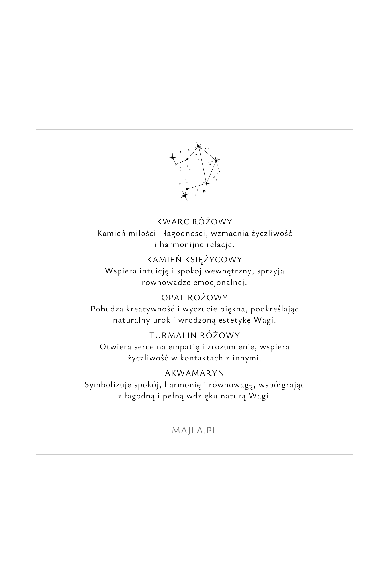Bransoletka zodiakalna Waga opis kamieni